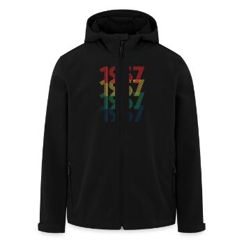 Cool Retro 1957, 65 Years Old, 65th Birthday Gift - Men’s Recycled Softshell Jacket by Stanley/Stella - black - Front - AI Model Male 185 light (185cm)