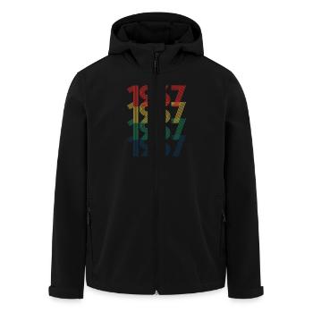 Cool Retro 1967, 55 Years Old, 55th Birthday Gift - Men’s Recycled Softshell Jacket by Stanley/Stella - black - Front - AI Model Male 185 light (185cm)