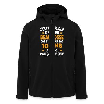 Compliqué d'être un Beau Gosse et D'avoir 10 Ans - Veste softshell homme en polyester recyclé Stanley/Stella - noir - Devant - AI Model Male 185 light (185cm)