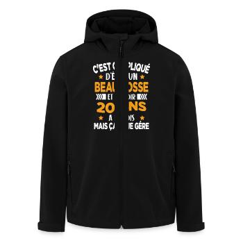 Compliqué d'être un Beau Gosse et D'avoir 20 Ans - Veste softshell homme en polyester recyclé Stanley/Stella - noir - Devant - AI Model Male 185 light (185cm)