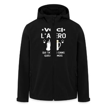 Futur Papa Apéro Cadeau - Veste softshell homme en polyester recyclé Stanley/Stella - noir - Devant - AI Model Male 185 light (185cm)