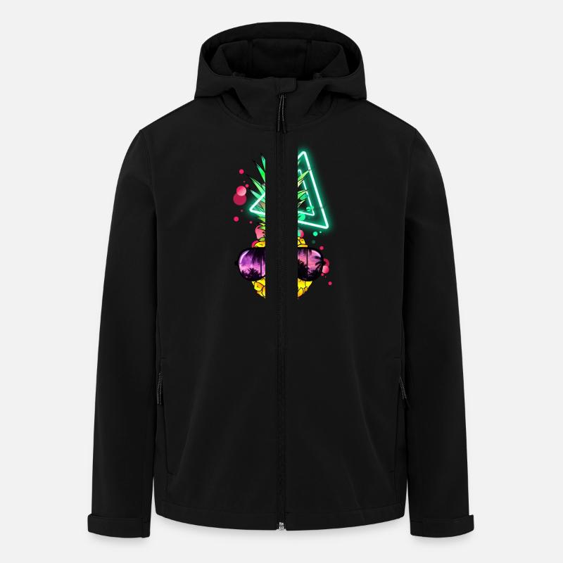 Funny Pineapple Neon Retro - Men’s Recycled Softshell Jacket by Stanley/Stella - black