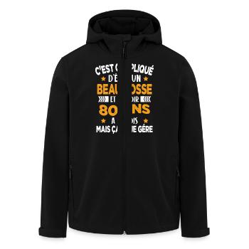 Beau gosse et d'avoir 80 ans Cadeau d'anniversaire - Veste softshell homme en polyester recyclé Stanley/Stella - noir - Devant - AI Model Male 185 light (185cm)