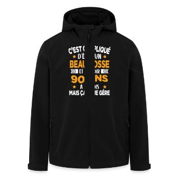 Cadeau d'anniversaire Beau gosse et d'avoir 90 ans - Veste softshell homme en polyester recyclé Stanley/Stella - noir - Devant - AI Model Male 185 light (185cm)