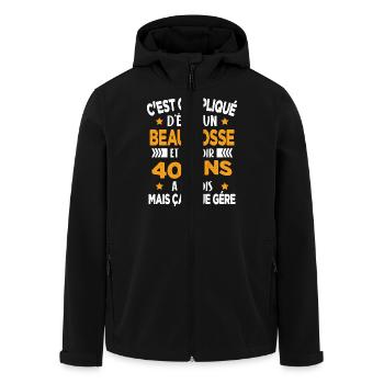Beau gosse et d'avoir 40 ans Cadeau d'anniversaire - Veste softshell homme en polyester recyclé Stanley/Stella - noir - Devant - AI Model Male 185 light (185cm)
