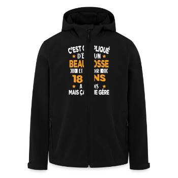 Beau Gosse et D'avoir 18 Ans Cadeau d'anniversaire - Veste softshell homme en polyester recyclé Stanley/Stella - noir - Devant - AI Model Male 185 light (185cm)