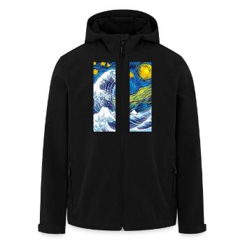 Kanagawa Waves Aesthetic Japanese Art Great Wave - Men’s Recycled Softshell Jacket by Stanley/Stella - black - Front - AI Model Male 185 light (185cm)