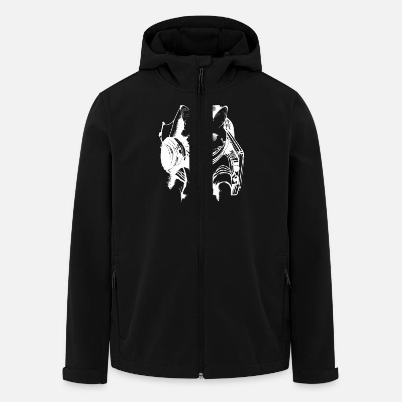 DJ Chat en blanc - Veste softshell homme en polyester recyclé Stanley/Stella - noir