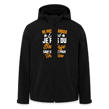 Cadeau humour ne pas déranger bricolage bière - Veste softshell homme en polyester recyclé Stanley/Stella - noir - Devant - AI Model Male 185 light (185cm)