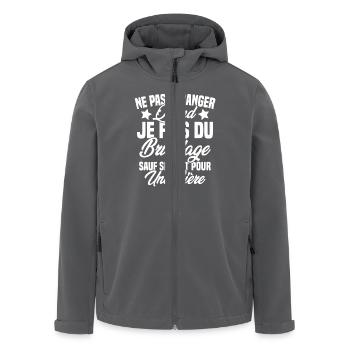 Cadeau humour ne pas déranger bricolage bière - Veste softshell homme en polyester recyclé Stanley/Stella - charbon - Devant - AI Model Male 185 light (185cm)