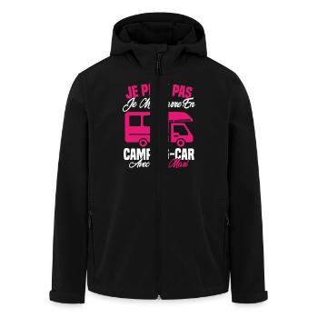 J'peux pas j'me barre en camping car avec mon mari - Veste softshell homme en polyester recyclé Stanley/Stella - noir - Devant - AI Model Male 185 light (185cm)