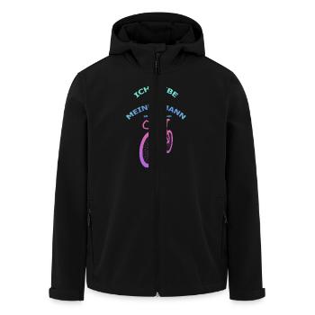 Rennrad Liebe meinen Mann! Perspektive Türkis-Rosa - Recycelte Männer Softshell-Jacke von Stanley/Stella - Schwarz - Vorne - AI Model Male 185 light (185cm)