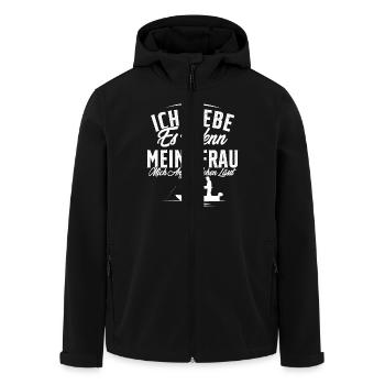 J’adore quand ma femme / Pêche - Veste softshell homme en polyester recyclé Stanley/Stella - noir - Devant - AI Model Male 185 light (185cm)