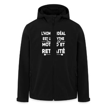 Retired Biker Retired Motorcycle Gift - Men’s Recycled Softshell Jacket by Stanley/Stella - black - Front - AI Model Male 185 light (185cm)