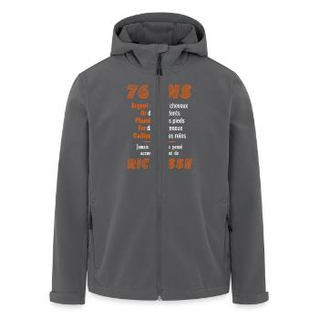 76 Ans Anniversaire Drôle Idée Cadeau - Veste softshell homme en polyester recyclé Stanley/Stella - charbon - Devant - AI Model Male 185 light (185cm)