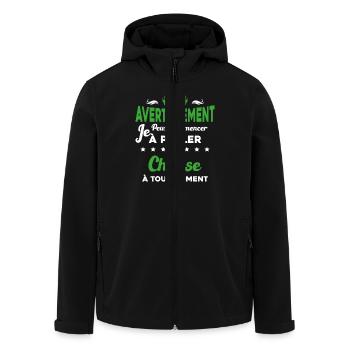 Parler de chasse à tout moment Humour chasseur - Veste softshell homme en polyester recyclé Stanley/Stella - noir - Devant - AI Model Male 185 light (185cm)