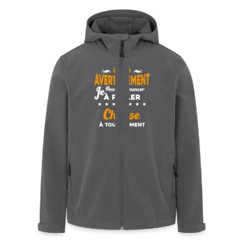 Parler de chasse à tout moment Humour chasseur - Veste softshell homme en polyester recyclé Stanley/Stella - charbon - Devant - AI Model Male 185 light (185cm)