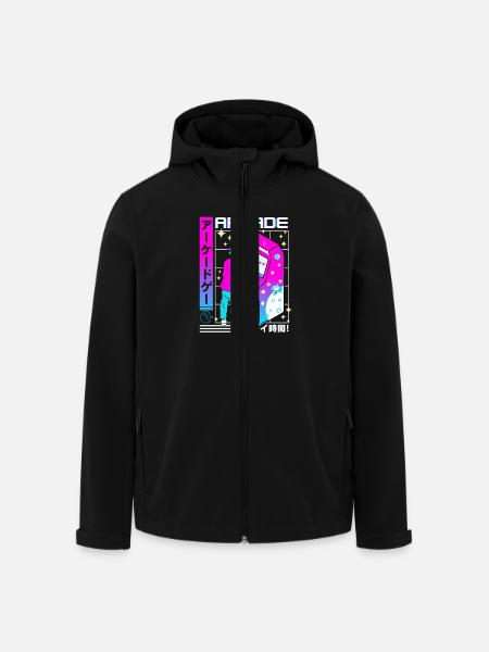 Retro Futuristic Series: Japanese - Arcade - Men’s Recycled Softshell Jacket by Stanley/Stella - black