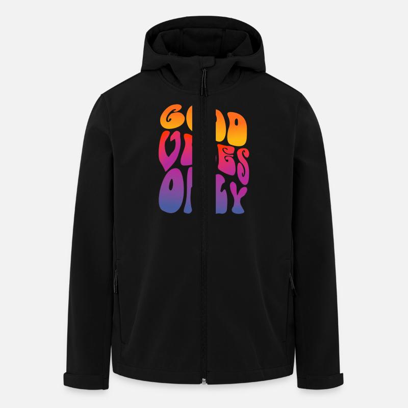 Good Vibes Only Retro Positivity - Men’s Recycled Softshell Jacket by Stanley/Stella - black