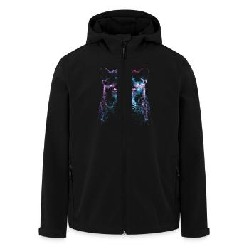 Cyber Panthère Noire Face - Black Panther - Néon - Veste softshell homme en polyester recyclé Stanley/Stella - noir - Devant - AI Model Male 185 light (185cm)