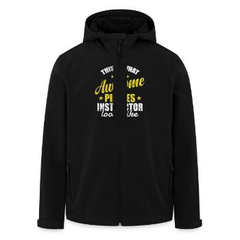 That is an Awesome Pilates Instructor - Men’s Recycled Softshell Jacket by Stanley/Stella - black - Front - AI Model Male 185 light (185cm)