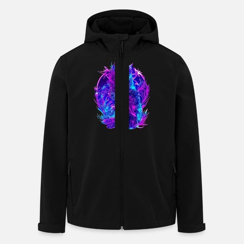Abstract Owls Neon Synthwave Art - Men’s Recycled Softshell Jacket by Stanley/Stella - black