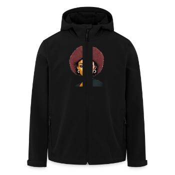 Dame mit Afro - Recycelte Männer Softshell-Jacke von Stanley/Stella - Schwarz - Vorne - AI Model Male 185 light (185cm)