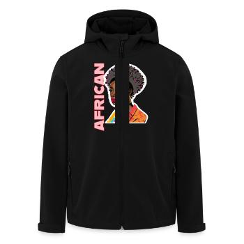Black lady with African lettering - Men’s Recycled Softshell Jacket by Stanley/Stella - black - Front - AI Model Male 185 light (185cm)