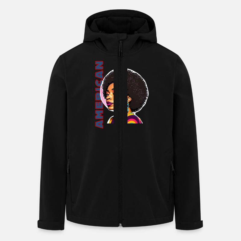 Femme noire avec lettrage américain - Veste softshell homme en polyester recyclé Stanley/Stella - noir