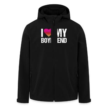 I Love My Boyfriend Heart My Boyfriend Vintage Bf - Men’s Recycled Softshell Jacket by Stanley/Stella - black - Front - AI Model Male 185 light (185cm)