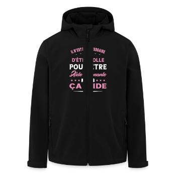 Aide Soignante Cadeau Femme Humour - Veste softshell homme en polyester recyclé Stanley/Stella - noir - Devant - AI Model Male 185 light (185cm)