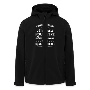 Aide Soignante Cadeau Femme Humour - Veste softshell homme en polyester recyclé Stanley/Stella - noir - Devant - AI Model Male 185 light (185cm)