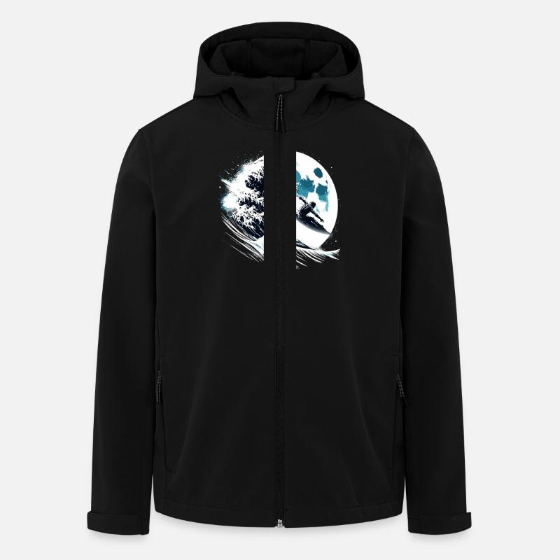 Astronaute Surfeur Moon Surfer - Veste softshell homme en polyester recyclé Stanley/Stella - noir