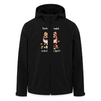 Chat de Noël avec des guirlandes lumineuses emmêlées - Veste softshell homme en polyester recyclé Stanley/Stella - noir - Devant - AI Model Male 185 light (185cm)