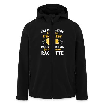 Dans ma tête raclette humour raclette homme femme - Veste softshell homme en polyester recyclé Stanley/Stella - noir - Devant - AI Model Male 185 light (185cm)