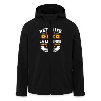 Retraité 2024 Pour Homme Femme Départ Retraite - Veste softshell homme en polyester recyclé Stanley/Stella - noir - Devant - AI Model Male 185 light (185cm)