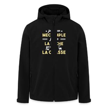 Mec simple Chasse Peche Humour Cadeau - Veste softshell homme en polyester recyclé Stanley/Stella - noir - Devant - AI Model Male 185 light (185cm)