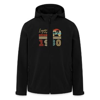 December 1930 Vintage Retro Birthday Gift - Men’s Recycled Softshell Jacket by Stanley/Stella - black - Front - AI Model Male 185 light (185cm)