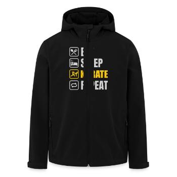 Essen Schlaf Karate Wiederholen - Recycelte Männer Softshell-Jacke von Stanley/Stella - Schwarz - Vorne - AI Model Male 185 light (185cm)