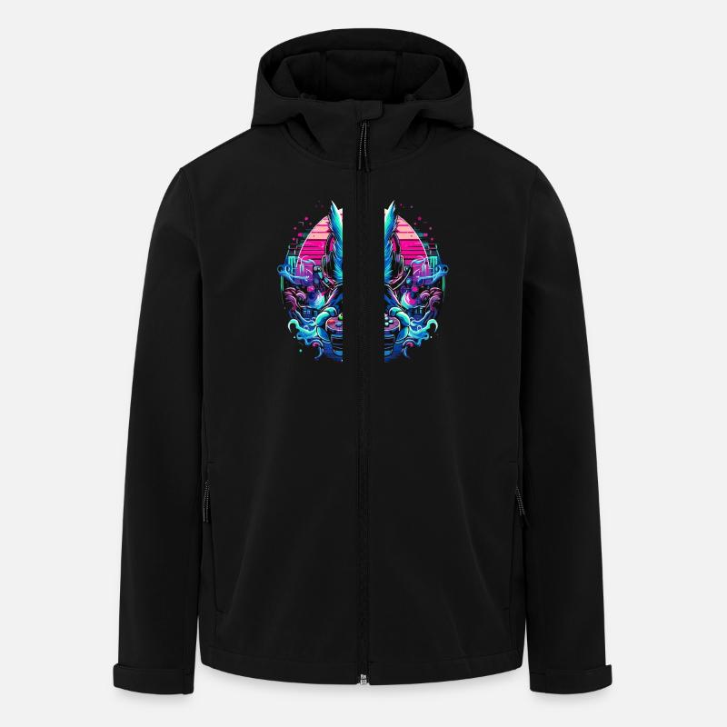 Synthwave Gamer Gaming Alien - Men’s Recycled Softshell Jacket by Stanley/Stella - black