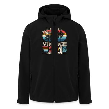 Vintage 2015 aged to perfection - Men’s Recycled Softshell Jacket by Stanley/Stella - black - Front - AI Model Male 185 light (185cm)