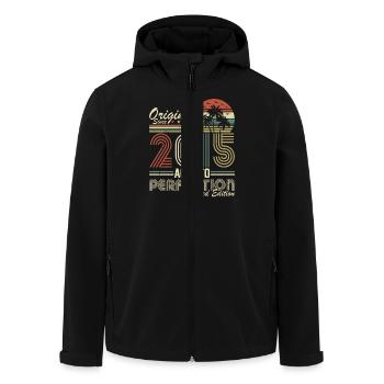 Vintage 2015 aged to perfection - Men’s Recycled Softshell Jacket by Stanley/Stella - black - Front - AI Model Male 185 light (185cm)