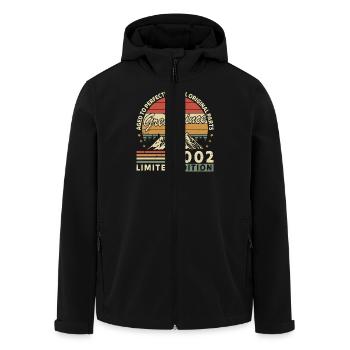 Jahrgang 2002 bis zur Perfektion gereift - Recycelte Männer Softshell-Jacke von Stanley/Stella - Schwarz - Vorne - AI Model Male 185 light (185cm)