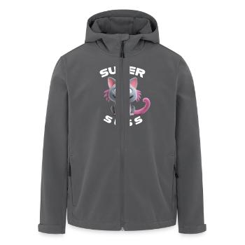 Super cute cat monster with long tongue - Men’s Recycled Softshell Jacket by Stanley/Stella - anthracite - Front - AI Model Male 185 light (185cm)
