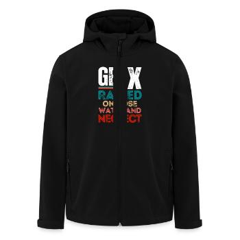 Gen X - Retro Style Colors - Men’s Recycled Softshell Jacket by Stanley/Stella - black - Front - AI Model Male 185 light (185cm)