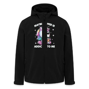 Vielleicht ist Kaffee süchtig nach mir Einhorn lustig - Recycelte Männer Softshell-Jacke von Stanley/Stella - Schwarz - Vorne - AI Model Male 185 light (185cm)