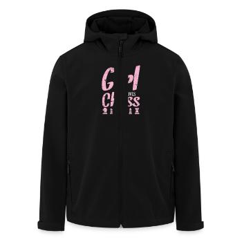 Girl Who Loves Chess, Chess, Brain Teaser - Men’s Recycled Softshell Jacket by Stanley/Stella - black - Front - AI Model Male 185 light (185cm)