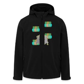 Ananas Katzen Obst Früchte Yogi Katze Yoga Retro - Recycelte Männer Softshell-Jacke von Stanley/Stella - Schwarz - Vorne - AI Model Male 185 light (185cm)