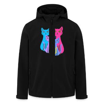 Chat Chats Chaton Famille Enfants Bébé Années 80 - Veste softshell homme en polyester recyclé Stanley/Stella - noir - Devant - AI Model Male 185 light (185cm)