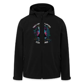 Cooler Papa Futuristischer Cyber - Humor - Recycelte Männer Softshell-Jacke von Stanley/Stella - Schwarz - Vorne - AI Model Male 185 light (185cm)